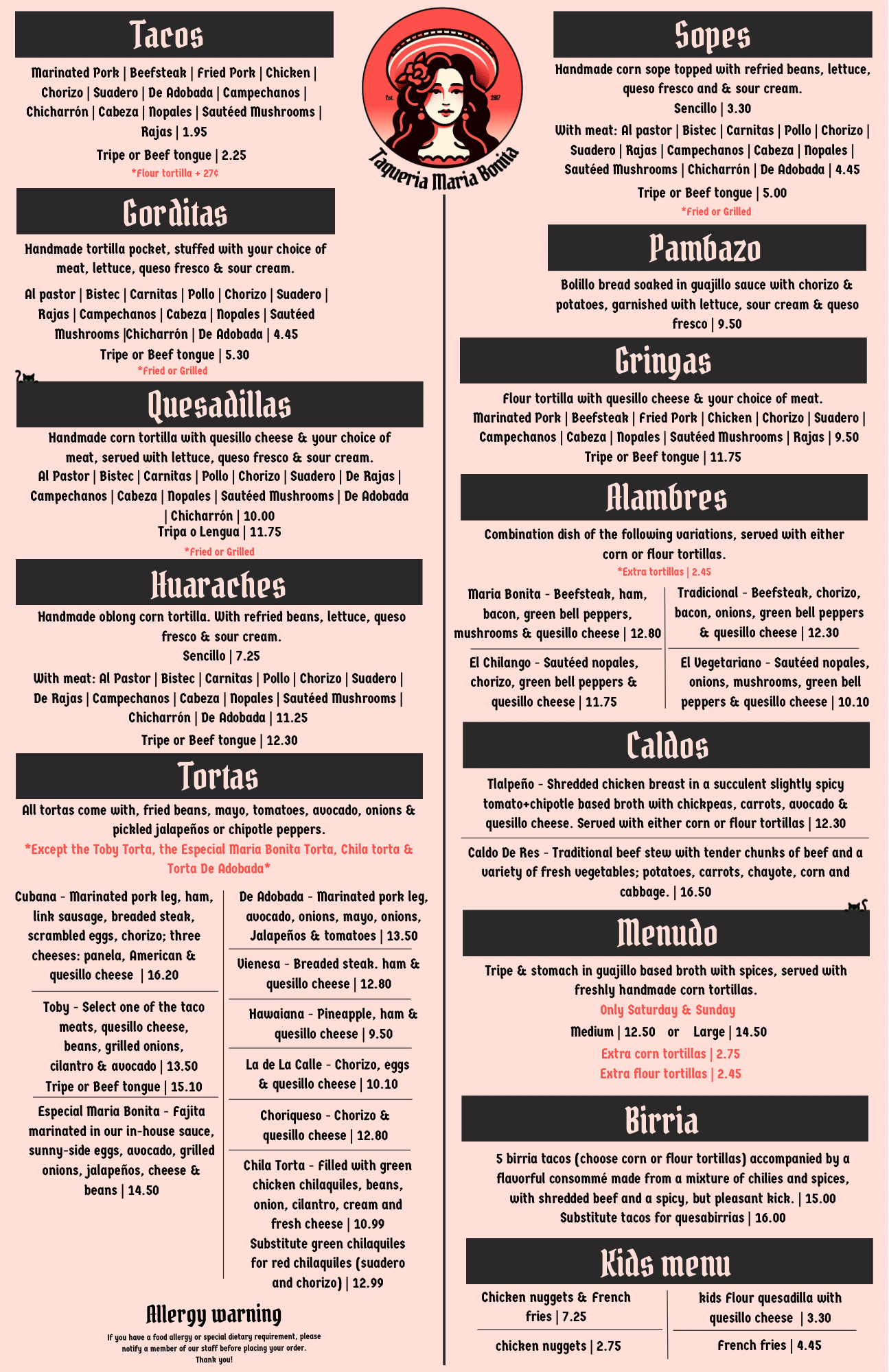 English menu 1
